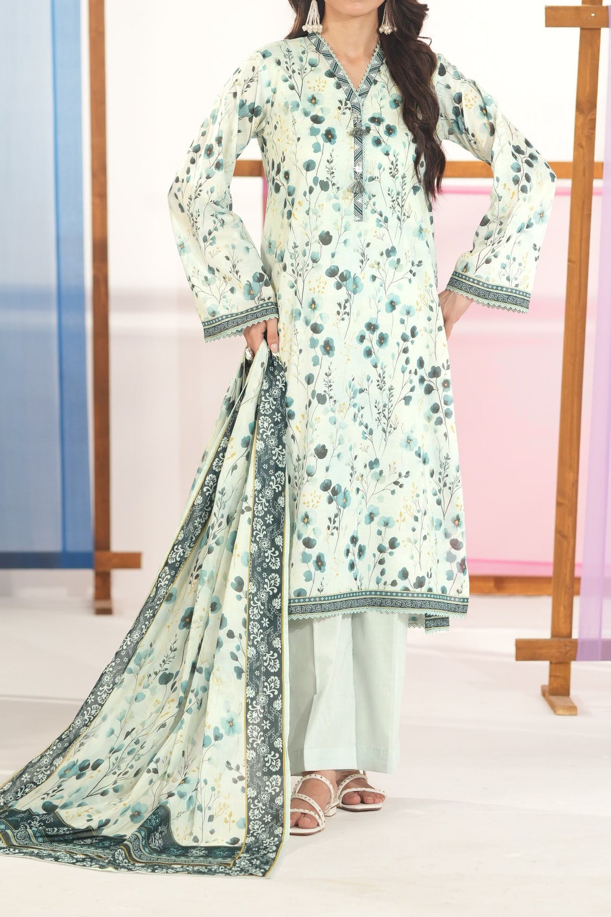 NUSLW3415 Printed Lawn Suit - Unstitched 3Pc