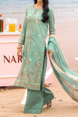 NUSLD3090 Dobby Embroidered Lawn Suit - Unstitched 3Pc