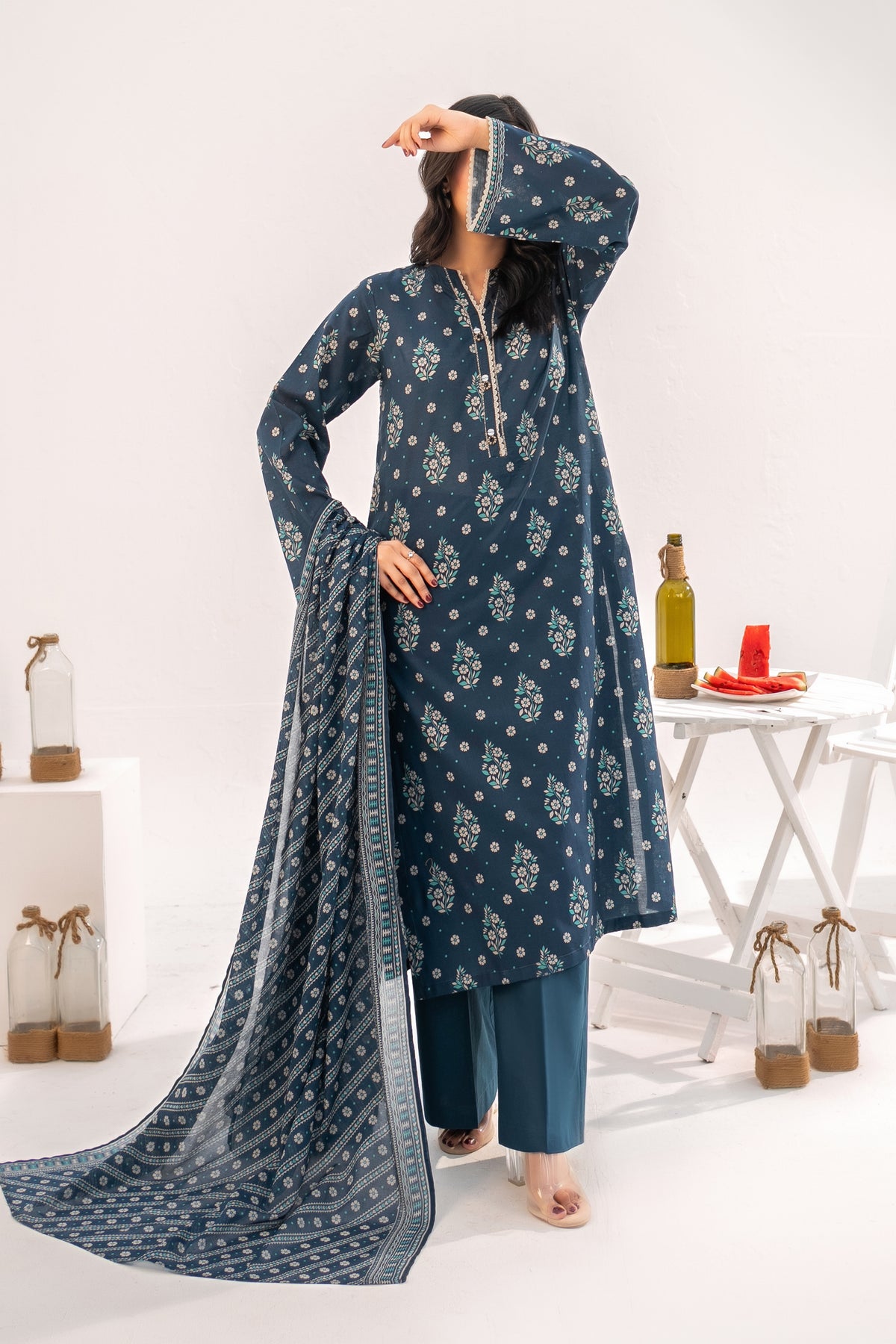 NUSLW3129 Printed Lawn Suit - Unstitched 3Pc
