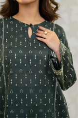 Unstitched 3Pc - Printed Khaddar Suit - 263009