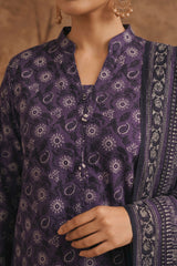 NUSLW3084 Printed Lawn Suit - Unstitched 3Pc
