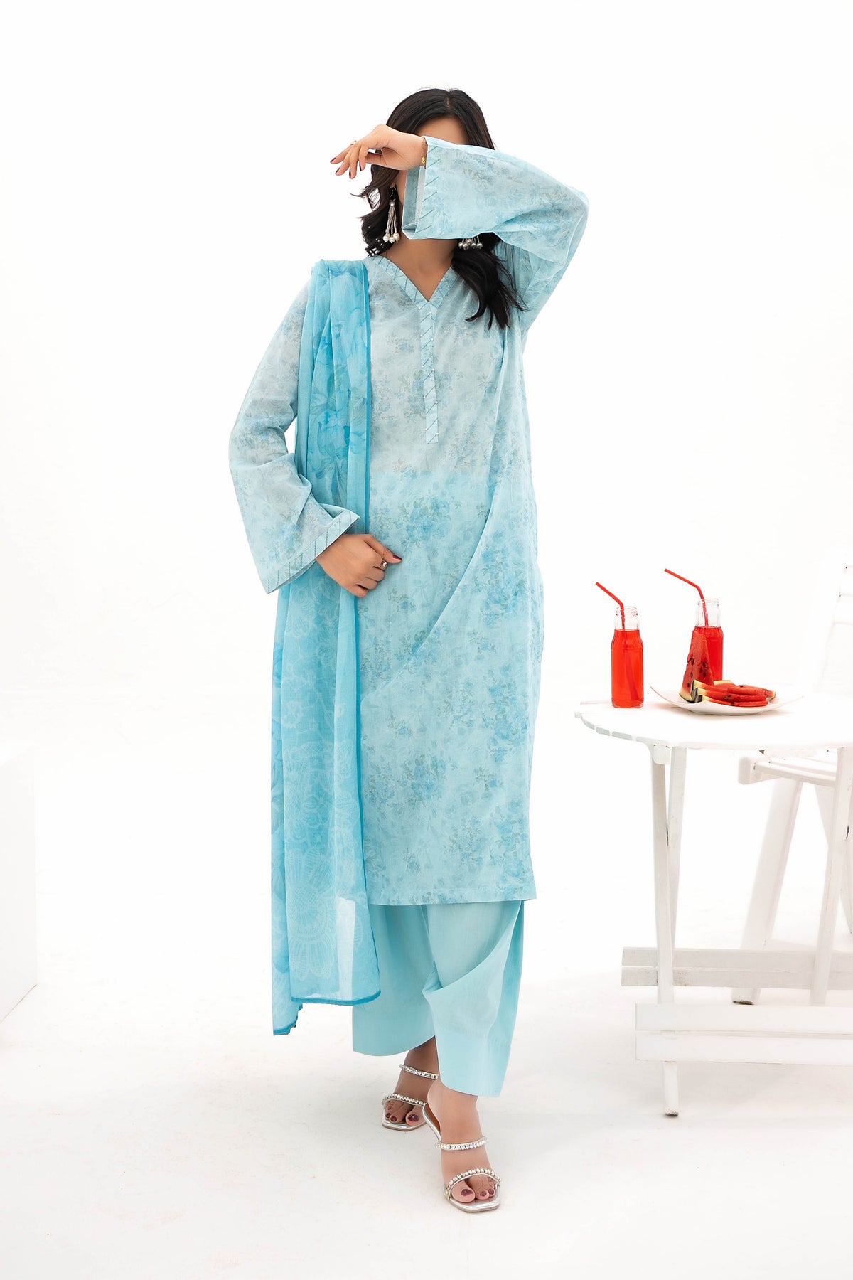 NUSLW3128 Printed Lawn Suit - Unstitched 3Pc