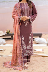 NUSLD3093 Dobby Embroidered Lawn Suit - Unstitched 3Pc
