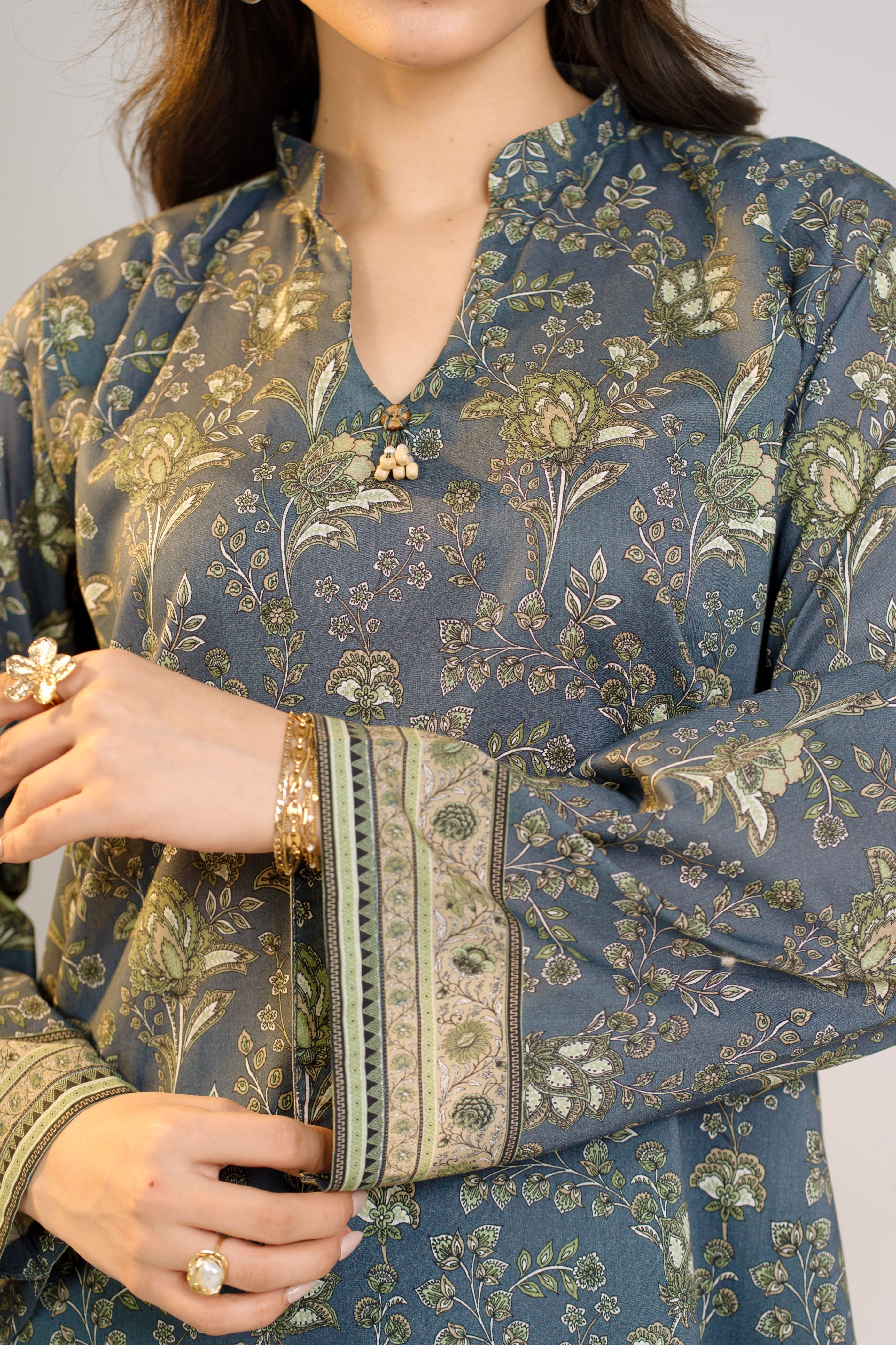 Printed Lawn Suit 3Pc with Printed Dupatta and Dyed Cambric Trouser