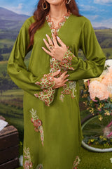 Cotton Satin Shirt with Solid Dyed Trouser featuring detailed stitching