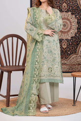 NUSLE3053 Printed Embroidered Suit - Unstitched 3Pc