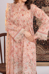 NPSLE3096 Printed Embroidered Lawn Suit - Stitched 3Pc