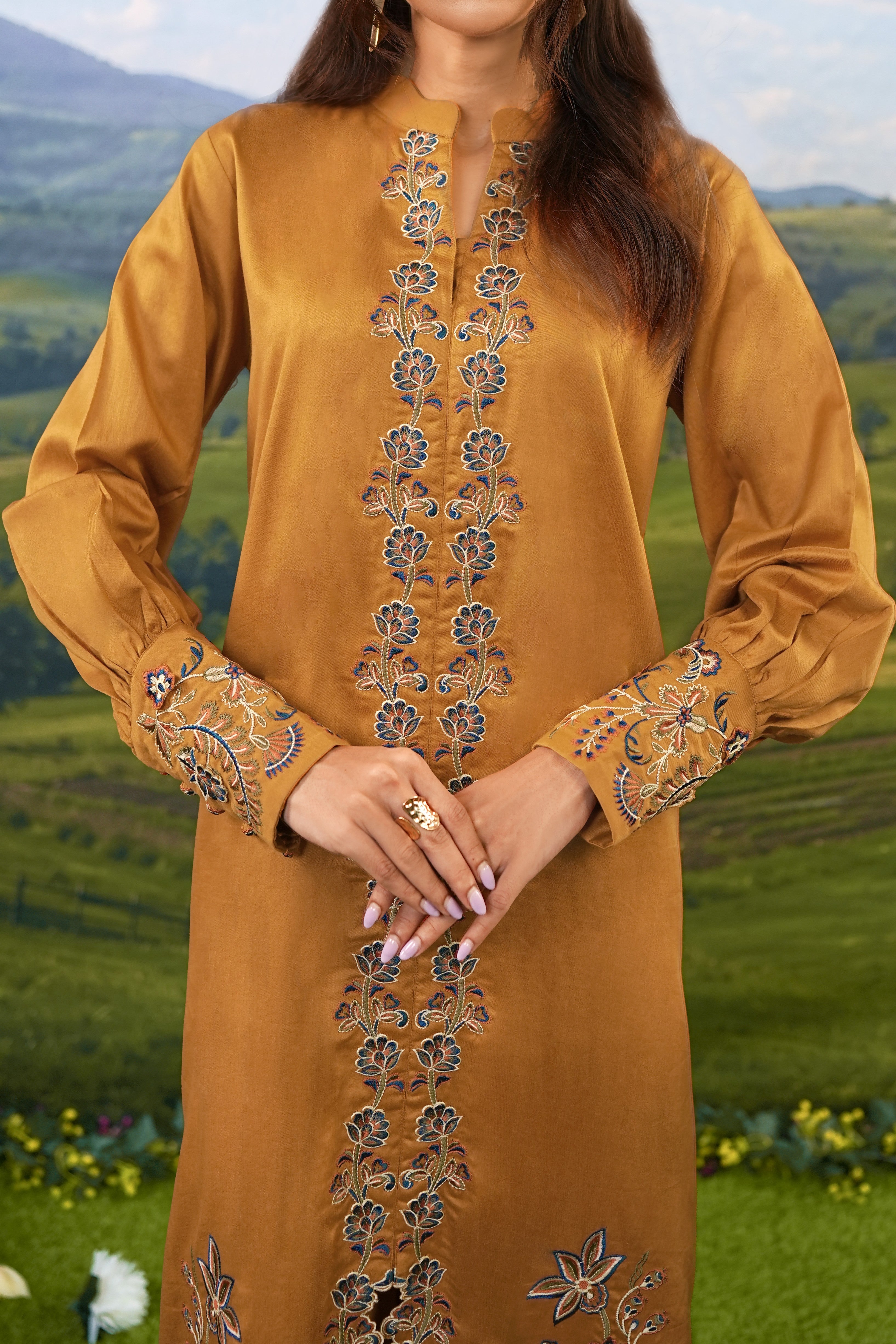 Cotton Satin Shirt with Plain Dyed Trouser – Elegant Outfit