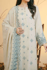 IVORY - Silk Karandi Suit - 3 Piece - 3216