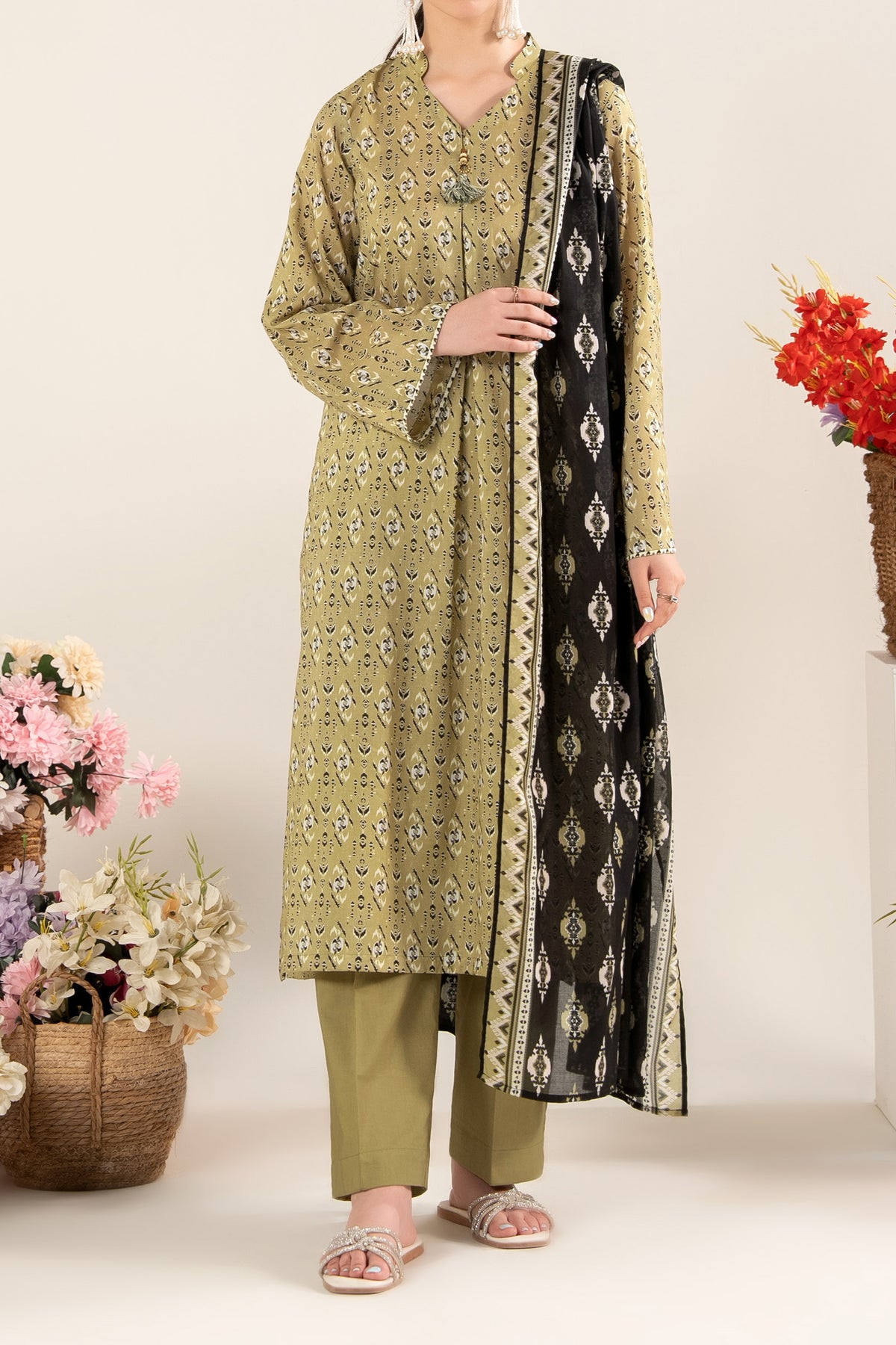 NUSLW3121 Printed Lawn Suit - Unstitched 3Pc