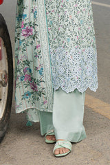 Unstitched 3Pc Printed Embroidered Lawn Suit - NUSLE3152