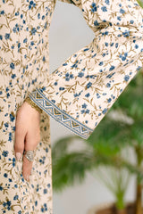 Printed Lawn Suit 3Pc with Printed Dupatta and Dyed Cambric Trouser