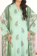 NUSLW3105 Printed Lawn Suit - Unstitched 3Pc