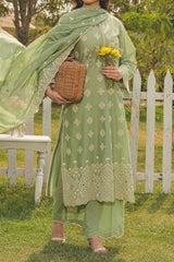 NPSSE3081 Schiffli Embroidered Lawn Suit - Stitched 3Pc