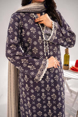 Unstitched 3Pc Printed Lawn Suit - NUSLW3126