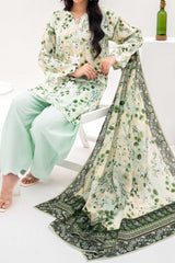Unstitched 3Pc Printed Lawn Suit - NUSLW3115