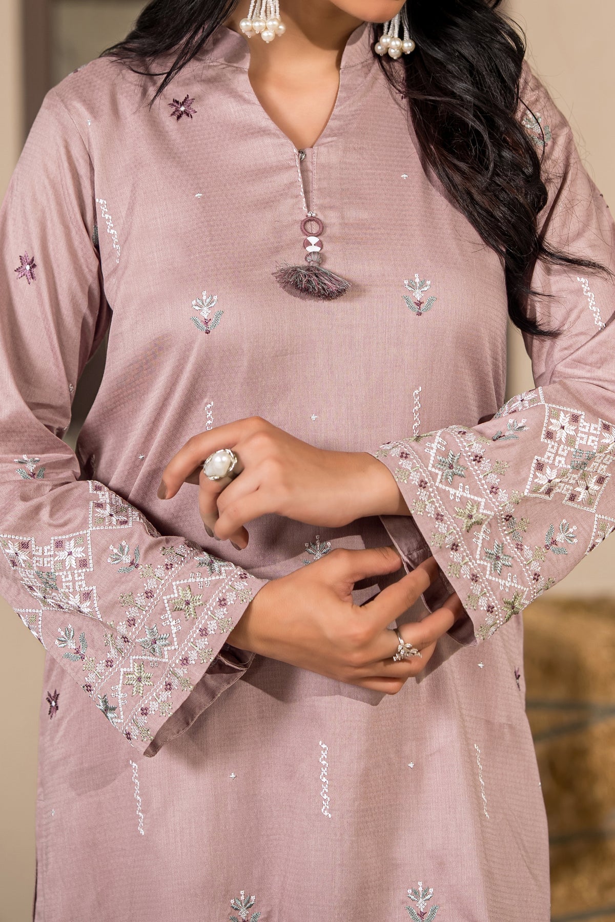 Npsde2111 Embroidered Dobby Lawn - Stitched 2Pc