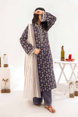 Unstitched 3Pc Printed Lawn Suit - NUSLW3126