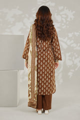 Unstitched 3Pc - Printed Khaddar Suit - 263012