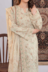 NUSLE3057 Printed Embroidered Suit - Unstitched 3Pc