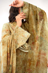 Unstitched 3Pc Printed Lawn Suit - NUSLW3124