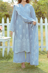 NPSSE3084 Schiffli Embroidered Lawn Suit - Stitched 3Pc