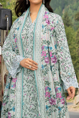 Unstitched 3Pc Printed Embroidered Lawn Suit - NUSLE3152