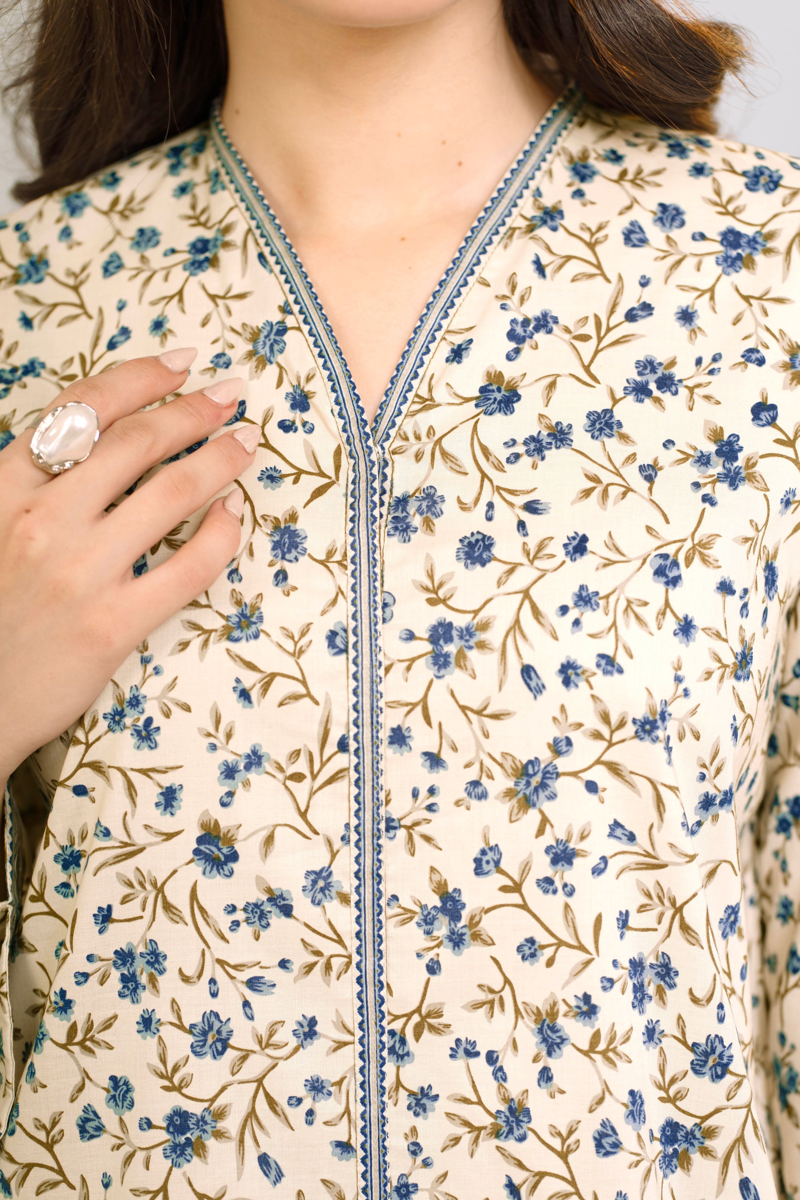 Printed Lawn Suit 3Pc with Printed Dupatta and Dyed Cambric Trouser