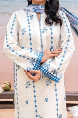 NUSLD3091 Dobby Embroidered Lawn Suit - Unstitched 3Pc