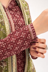 Unstitched 3Pc Printed Lawn Suit - NUSLW3109