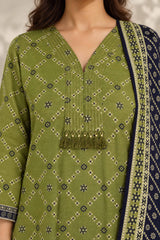 Unstitched 3Pc - Printed Khaddar Suit - 263024