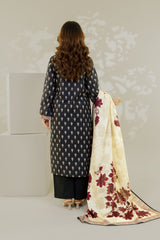 Unstitched 3Pc - Printed Khaddar Suit - 263013