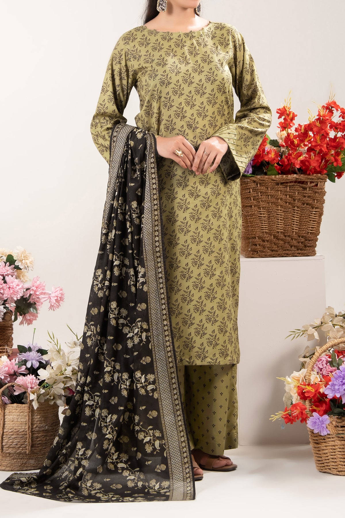 NUSLW3144 Printed Lawn Suit - Unstitched 3Pc
