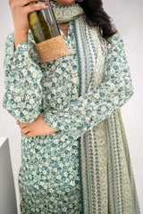 Unstitched 3Pc Printed Lawn Suit - NUSLW3111