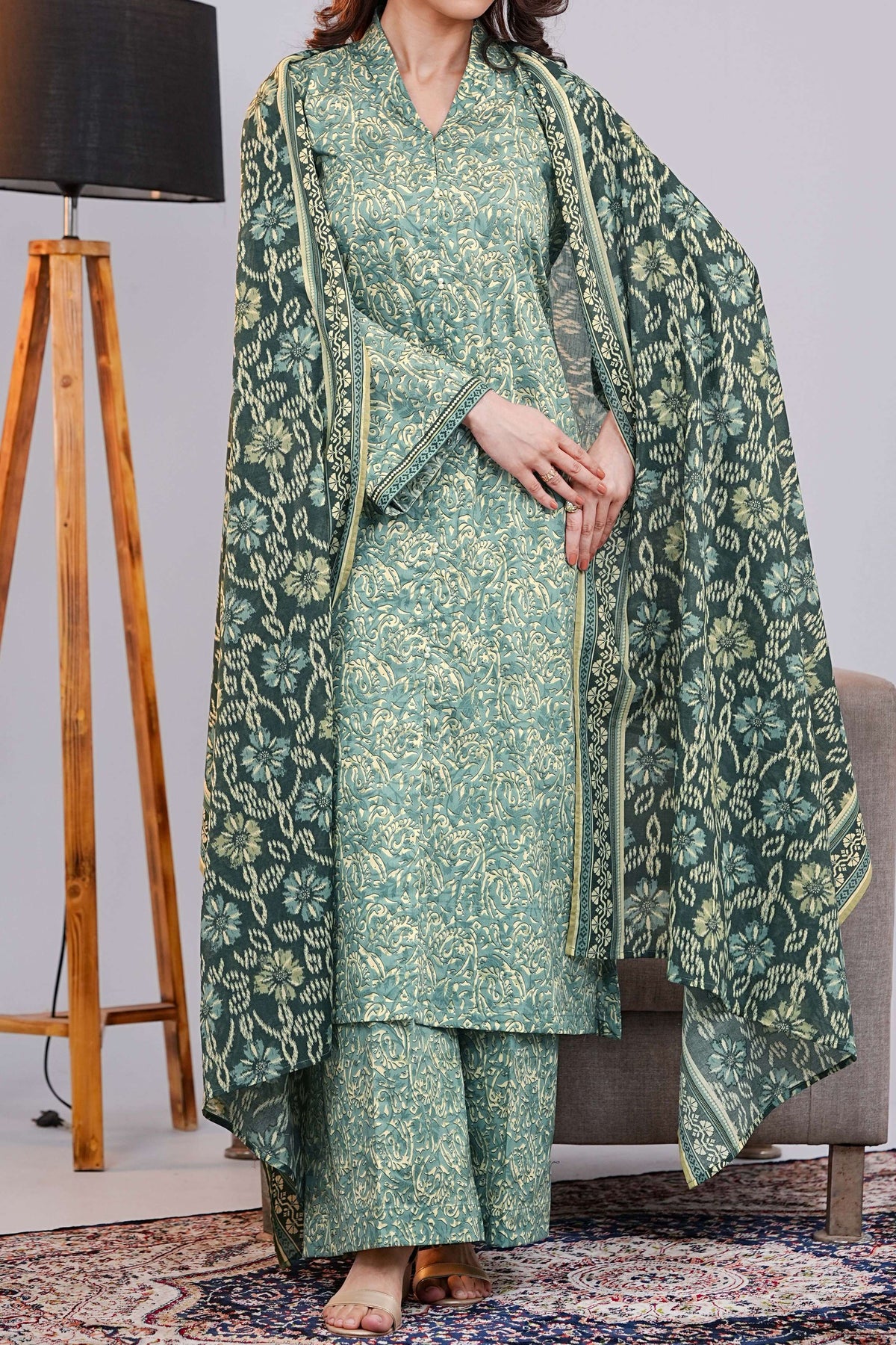 NUSLW3050 Printed Lawn Suit - Unstitched 3Pc