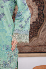 NUSLE3054 Printed Embroidered Suit - Unstitched 3Pc