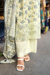 Unstitched 3Pc Printed Embroidered Lawn Suit - NUSLE3155