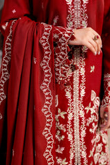 Unstitched 3Pc - Peach Embroidered  - NUWDPE263016