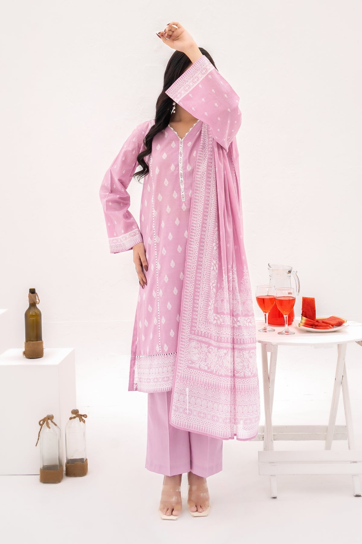 NUSLW3108 Printed Lawn Suit - Unstitched 3Pc