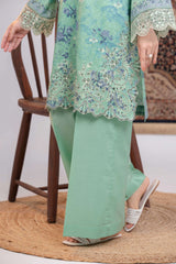 NUSLE3054 Printed Embroidered Suit - Unstitched 3Pc