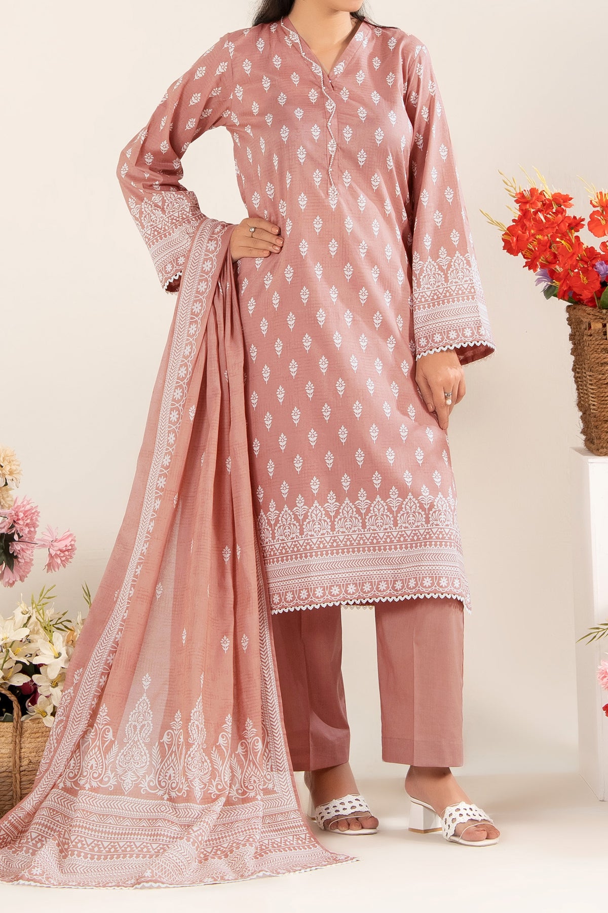NUSLW3138 Printed Lawn Suit - Unstitched 3Pc