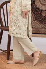 NUSLE3057 Printed Embroidered Suit - Unstitched 3Pc