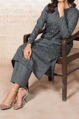 Grey Lawn Jacquard Stitched 2 Piece Suit for Women