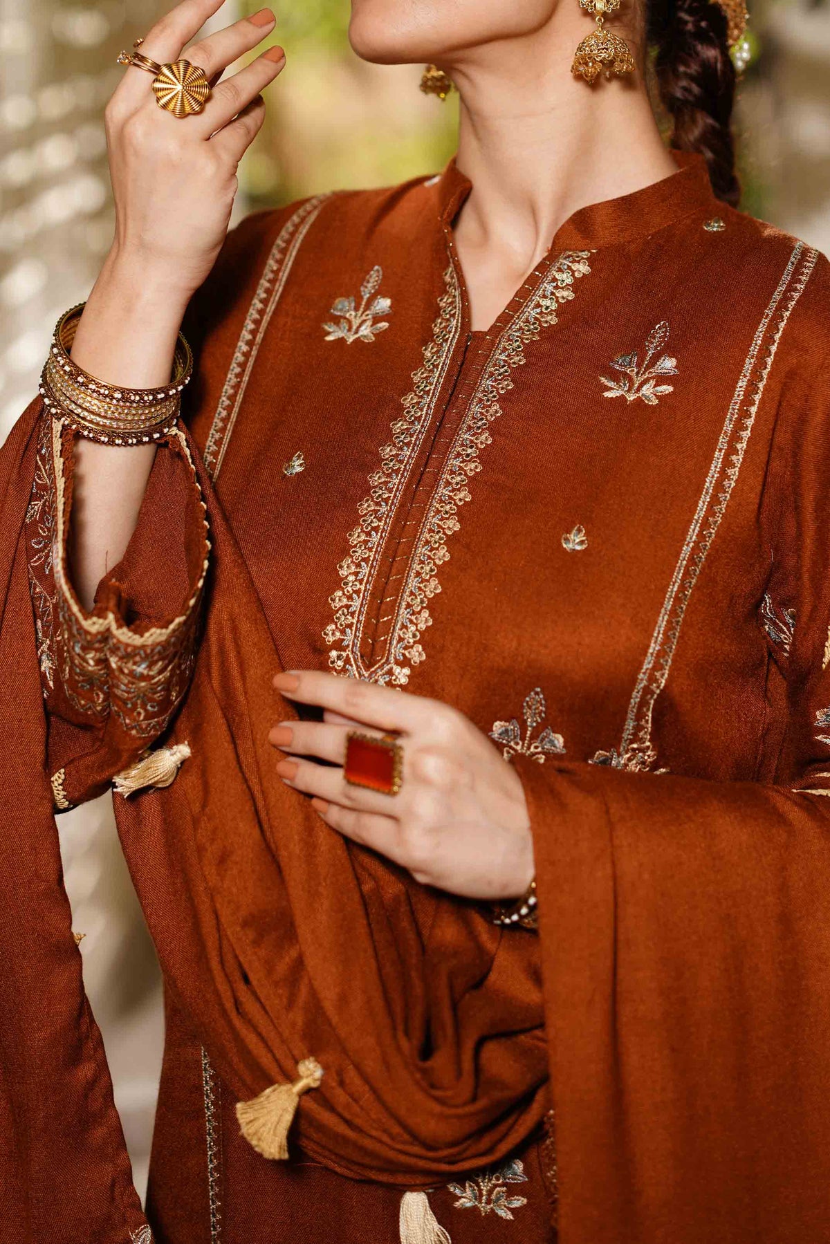 CRUST - Peach Embroidered (3Pcs) - 3209