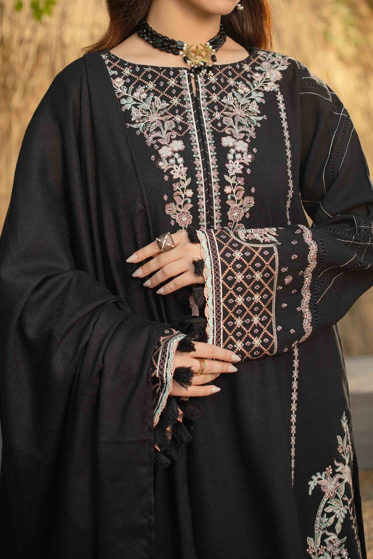 NIGHT - Peach Embroidered (3Pcs) - 3208