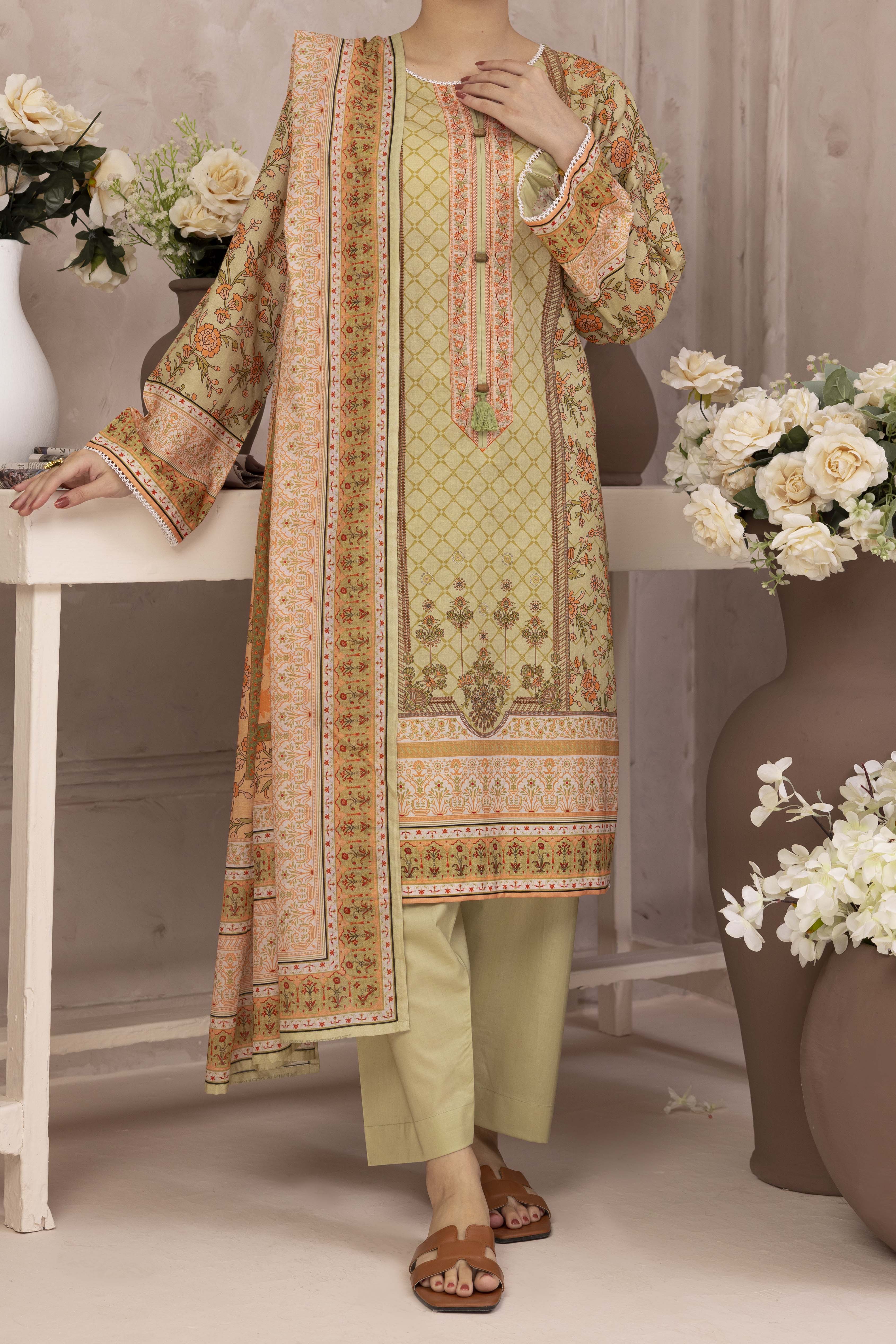 NUSL3201 Printed Lawn Suit - Unstitched 3Pc