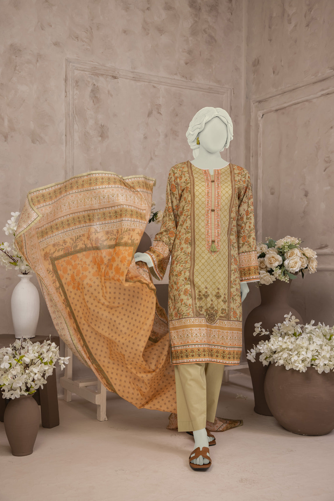 NUSL3201 Printed Lawn Suit - 3Pc