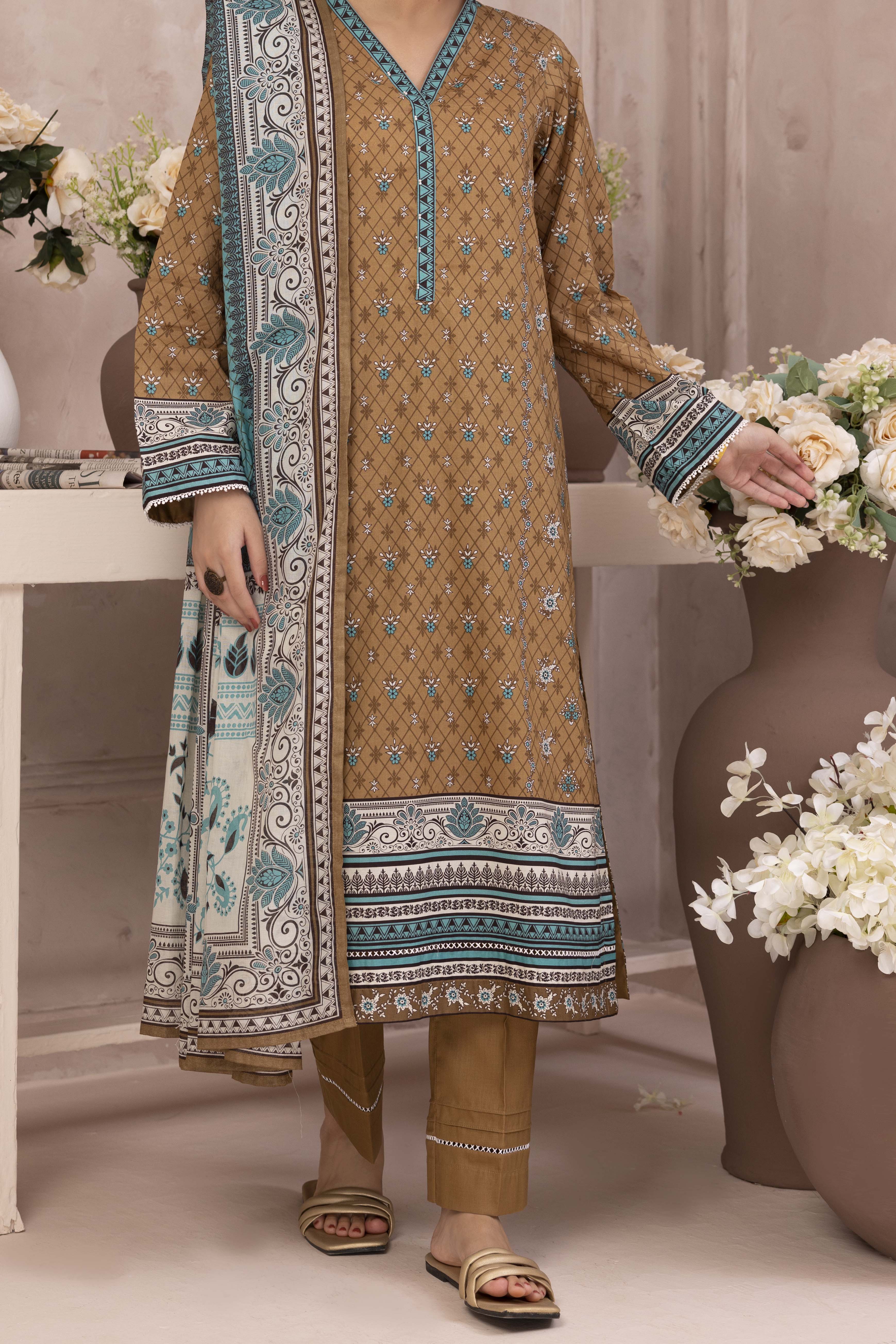 NUSL3211 Printed Lawn Suit - Unstitched 3Pc