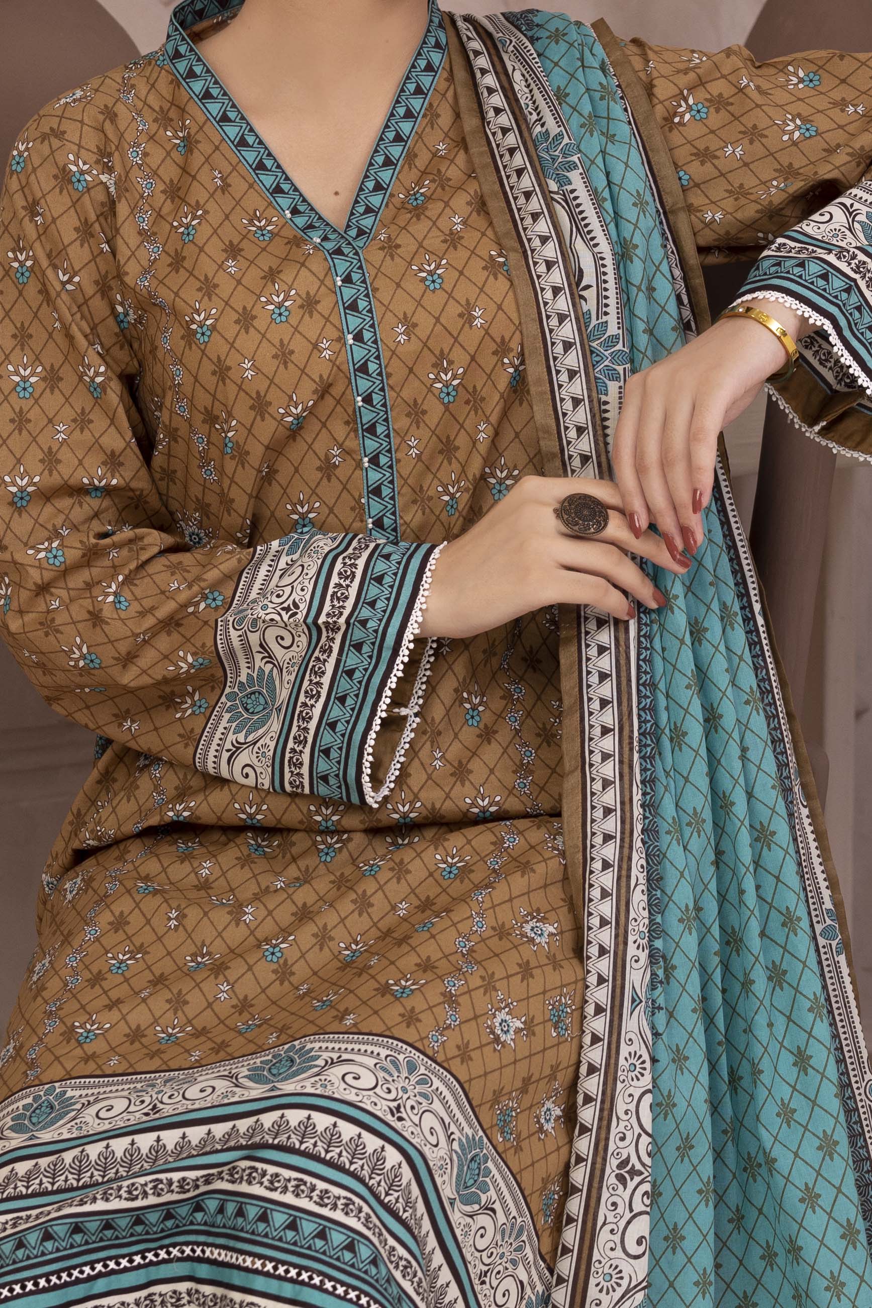 NUSL3211 Printed Lawn Suit - Unstitched 3Pc