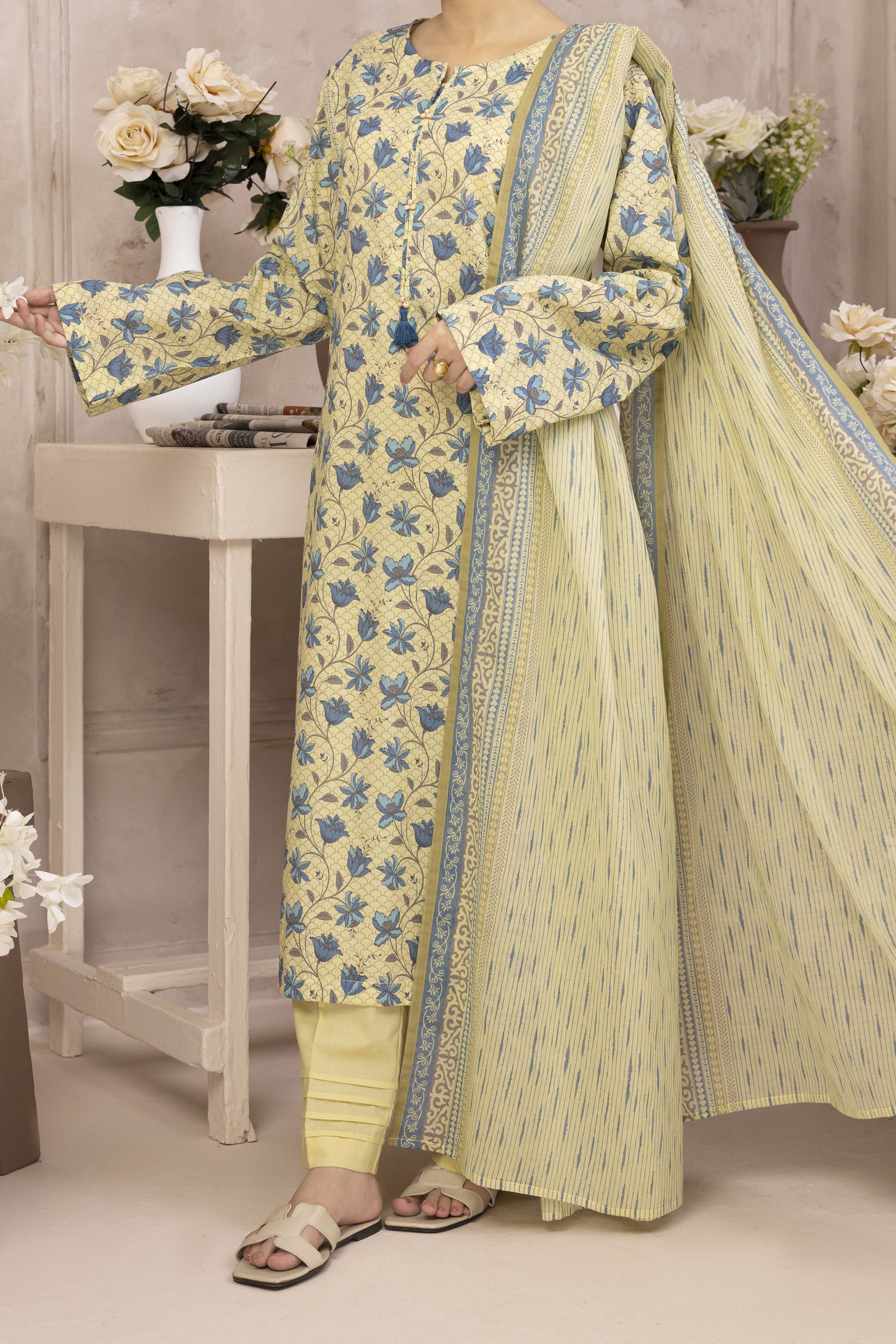 NUSL3205 Printed Lawn Suit - Unstitched 3Pc